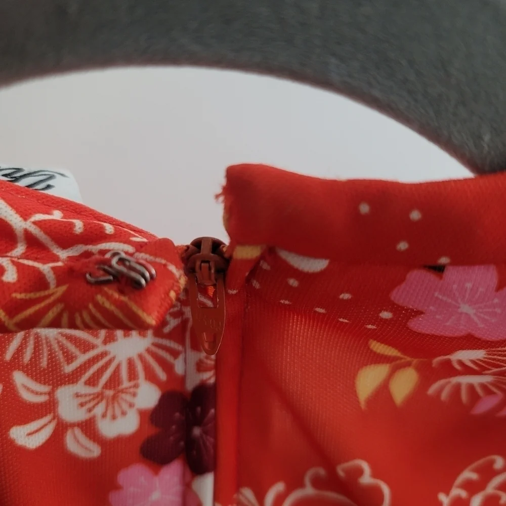 VTG Yves Jennet USA 70s Orange Floral Sleeveless‎ Maxi Dress Gown Women Medium